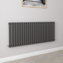 (Single 600x1416mm, Anthracite) Designer Oval Column Radiator Central Heating