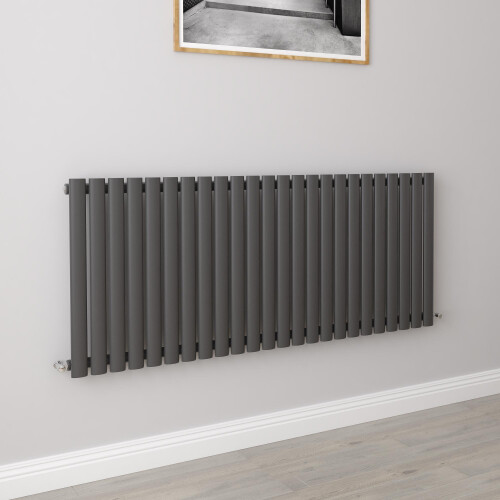 AICA (Single 600x1416mm, Anthracite) Designer Oval Column Radiator Central Heating