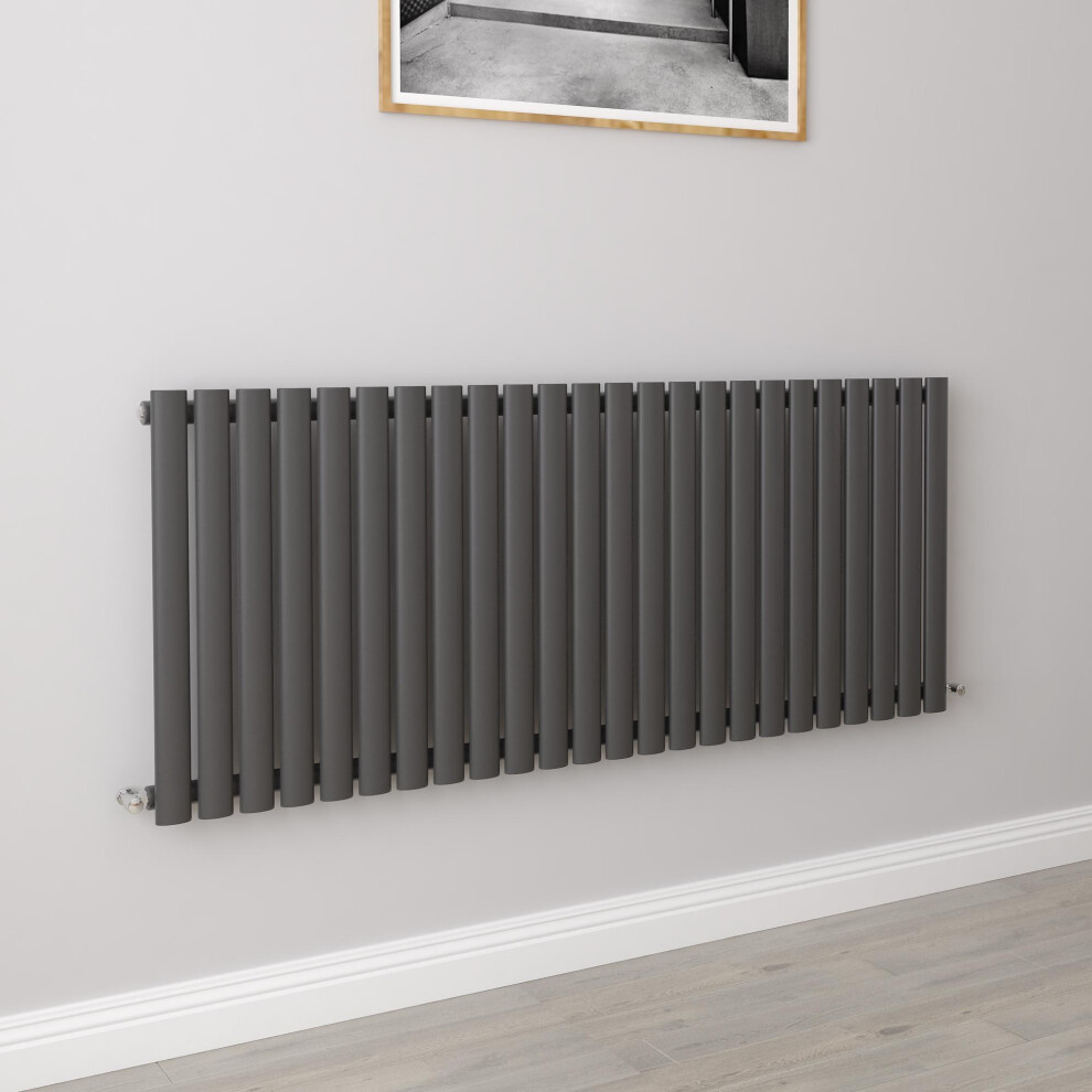 Aica (Single 600X1416mm, ) Designer Oval Column Radiator Central Heating Anthracite