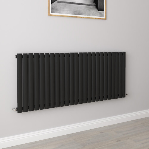 AICA (Single 600x1416mm, Black) Designer Oval Column Radiator Central Heating