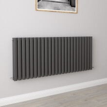 (Double 600x1416mm, Anthracite) Designer Oval Column Radiator Central Heating