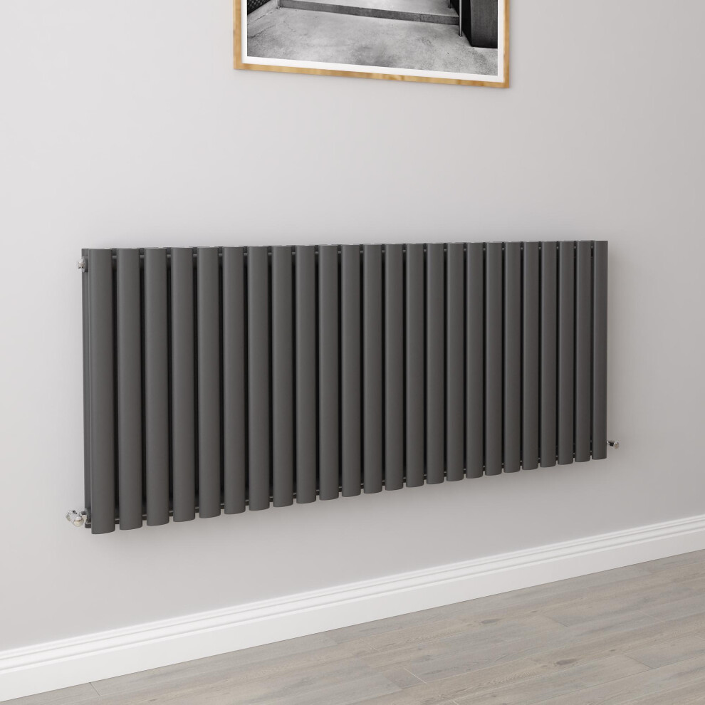 Aica (Double 600X1416mm, ) Designer Oval Column Radiator Central Heating Anthracite
