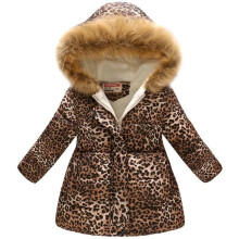 (Leopard, 10-11 Years) Girls Children Padded Hoodie Coat Quilted Jacket Faux Fur Hooded Parka Warm New