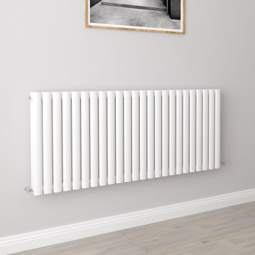 AICA (Double 600x1416mm, White) Designer Oval Column Radiator Central Heating