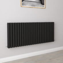 (Double 600x1416mm, Black) Designer Oval Column Radiator Central Heating