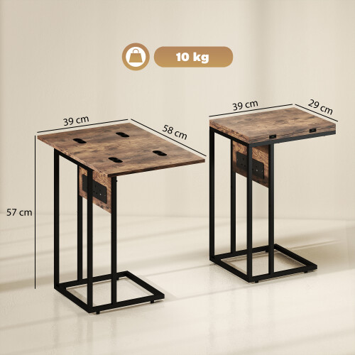 Homcom HOMCOM C Shaped Side Table with Charging Station and Foldable Top 1