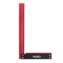 (Metric) L-Shaped Hole Ruler - Anodized Aluminum, 300mm/12 Inch, Red & Black, Double Scale, 90 Squareness, Precision Measuring Tool