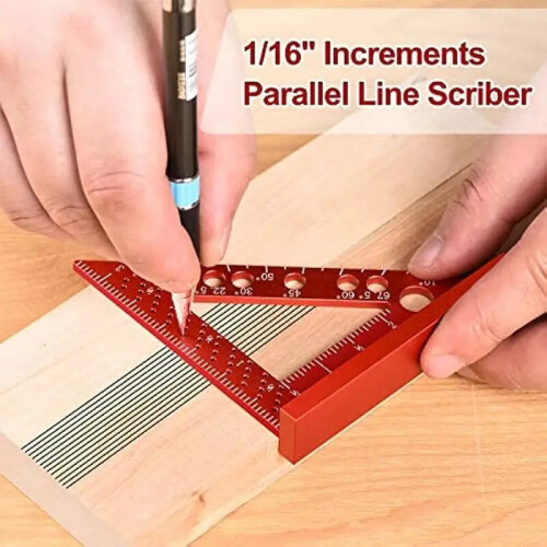 Compact 4" Aluminum Square Tool for Precise Angles, Measurements & Marking - Rust-Proof, Portable, Red 2