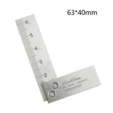 (63*40mm) High Precision Stainless Steel Right Angle Ruler with Laser Etched Scale for Woodworking & Carpentry - 90 Degree Angle