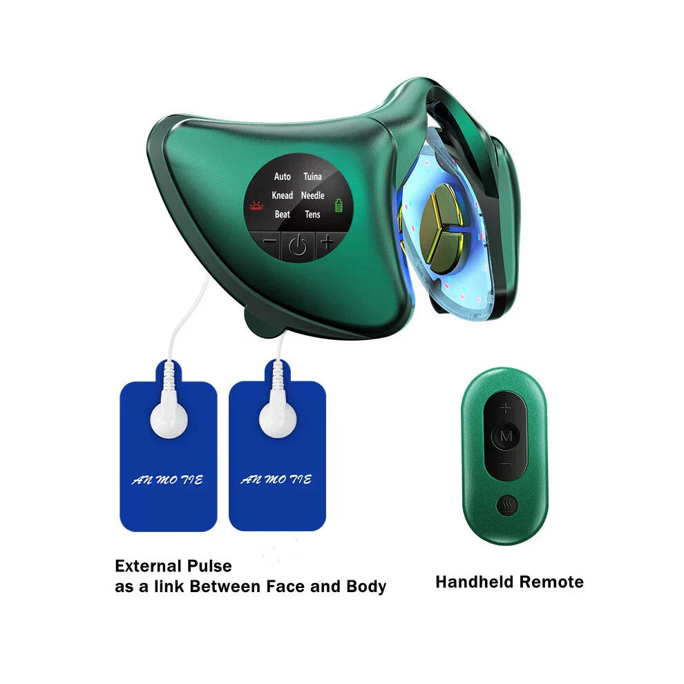 Greenzech (Green) Tems Microcurrent Face-Lifting Device - Stimulates Collagen, Reduces Fine Lines, Enhances Skin Vitality, 12 Gears, 5 Modes