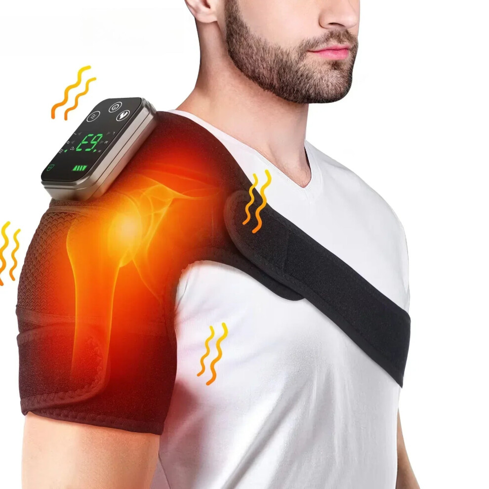 Photos - Massager GreenZech  Heated Massage Shoulder Pad with 3 Temperature Settings, Vibration Modes, and Digital Controller - Black/ (Shoulder-4000mAh)