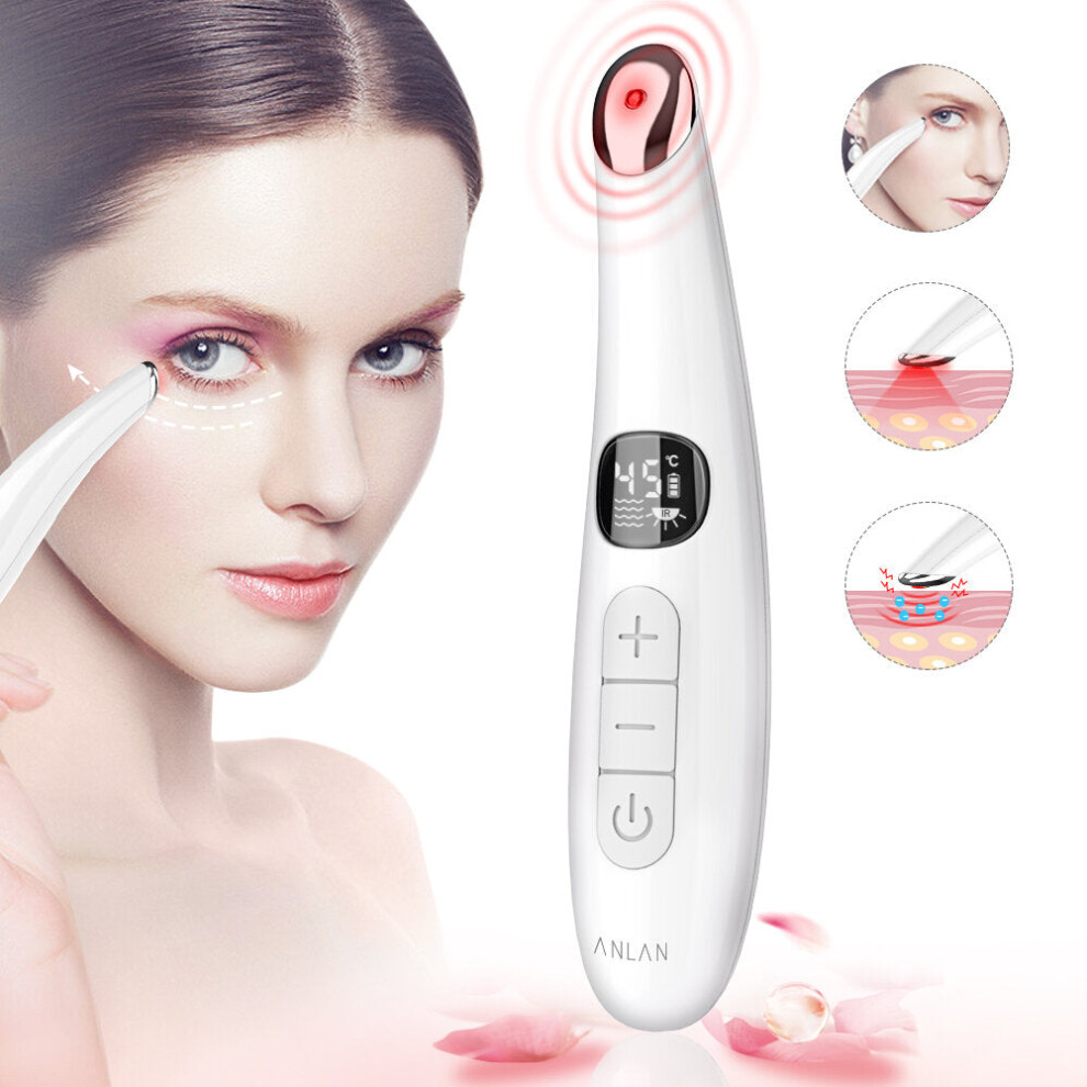 Greenzech Hot Compress Eye Beauty Device Anti Wrinkle Eliminate Eye Bags Eye Massage Anti Aging Eye Care Led Display Screen Usb Rechargeable