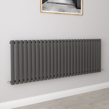 (Single 600x1593mm, Anthracite) Designer Oval Column Radiator Central Heating