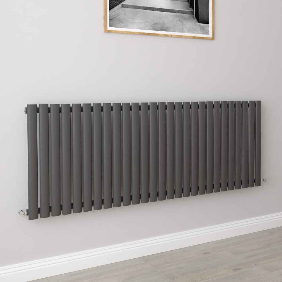 Aica (Single 600X1593mm, ) Designer Oval Column Radiator Central Heating Anthracite