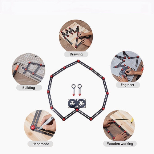 (6-Fold) Universal Aluminum Alloy Multi Angle Measuring Ruler 2