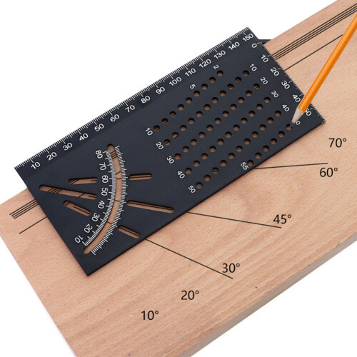 (Grey) 45/90 Foldable Woodworking Scriber Ruler Gauge 3D Mitre Angle Measuring Tool 2