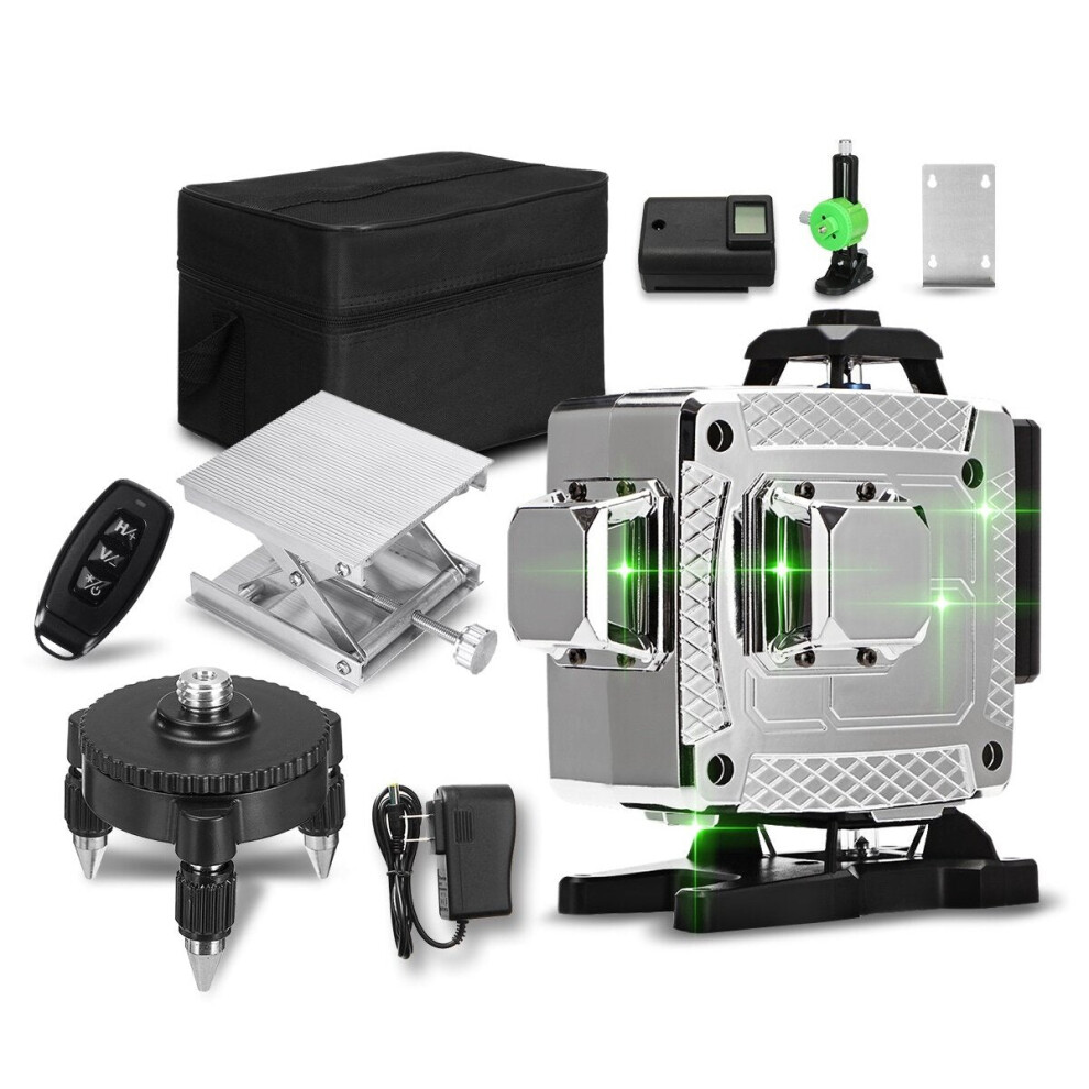 (16 Lines, Au Plug) 12/16 Lines 4D Green Light Laser Level Auto Self Leveling Cross 360 Rotary Measuring 8727971264607
