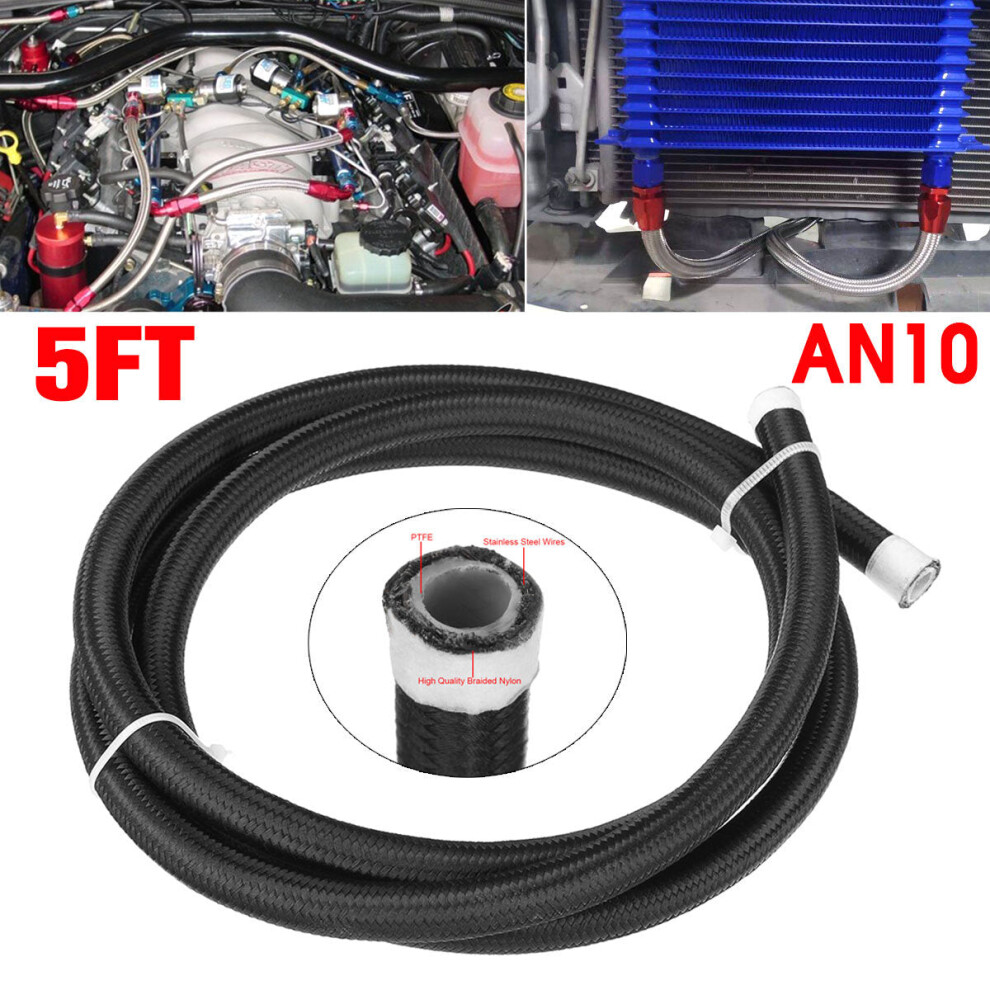 (An10) 5Ft An3 An4 An6 An8 An10 Fuel Hose Oil Gas Line Pipe Ptfe Nylon Stainless Steel Hose 9078193504644