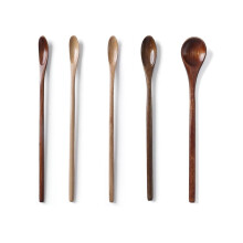 Long Wooden Stirring Spoon - Natural Wood, Long Handle, Tea, Iced Tea And Cocktail Stirrer, Tasting Spoon