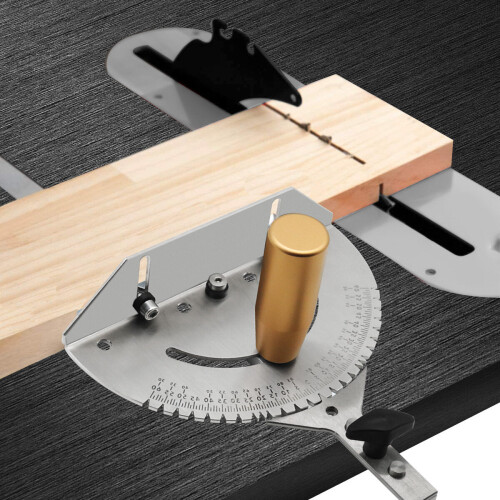 Universal Precision Miter Gauge for Table Saws - Compatible with Dewei 744/745, Haiwei, Steel Saws, 27 Angle Stops 2