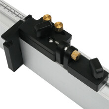 Adjustable Black Aluminum Miter Stop for Woodworking - Sturdy Flip Stop with 10mm Micro-Adjustment, T-Track Compatible