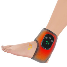 (Ankle Barce) Electric Heating Ankle & Wrist Brace with Infrared Heat, Vibration Massage, Timer, and Breathable Fabric - Grey