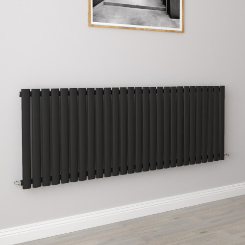 AICA (Single 600x1593mm, Black) Designer Oval Column Radiator Central Heating