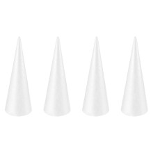 Foam Cone for Crafts 30 x 10 cm, Polystyrene Cone for Christmas Tree DIY Projects, 4 Pieces