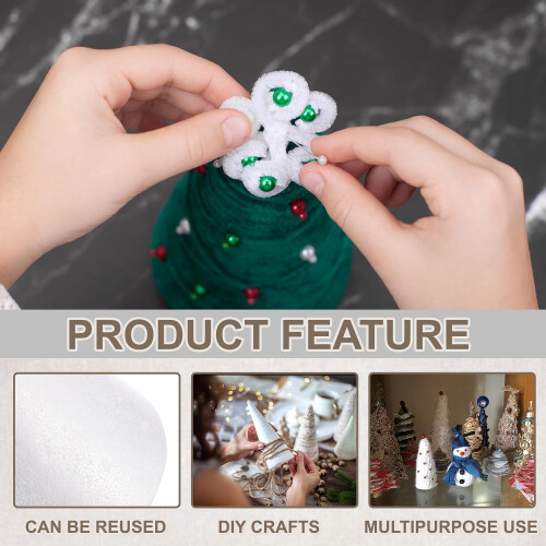 Foam Cone for Crafts 30 x 10 cm, Polystyrene Cone for Christmas Tree DIY Projects, 4 Pieces 1