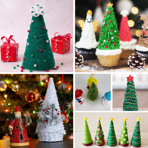 Foam Cone for Crafts 30 x 10 cm, Polystyrene Cone for Christmas Tree DIY Projects, 4 Pieces 2