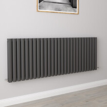 (Double 600x1593mm, Anthracite) Designer Oval Column Radiator Central Heating