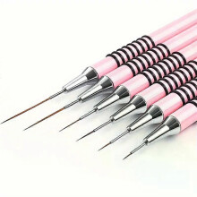 Set di pennelli per nail art rosa, portapenne antiscivolo in metallo, linee allungate, disegno a strisce,