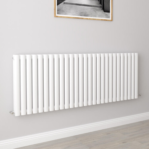 AICA (Double 600x1593mm, White) Designer Oval Column Radiator Central Heating