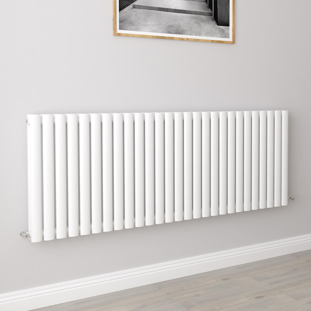Aica (Double 600X1593mm, ) Designer Oval Column Radiator Central Heating White