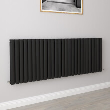 (Double 600x1593mm, Black) Designer Oval Column Radiator Central Heating