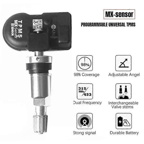 Programmerbar MX-sensor 315MHZ+433Mhz Universal 2-i-1 däcktrycksövervakningssystem TPMS-verktygsprogram