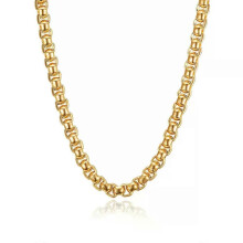 Collana con catena a maglie punk da uomo all'ingrosso, catene in acciaio inossidabile color oro da 65
