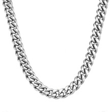Collana a catena cubana punk all'ingrosso da 10 mm, in acciaio inossidabile color argento, pesante,