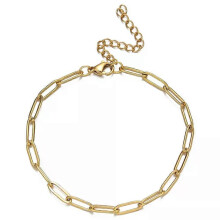 Bracciale a maglie con graffetta punk all'ingrosso, in acciaio inossidabile color oro, per donna