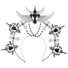 Punk Gothic Halo Kopfstück Kreuz Krone Stirnband Cosplay Diadema Kopfschmuck