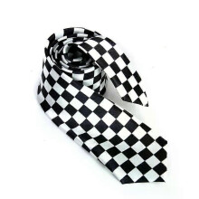 Corbata de hilo de poliéster Corbata de cuello con cuadros blancos y negros Corbatas a cuadros para