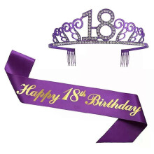 Lila Thema Geburtstag Party Dekoration 18 21 30 40 50 Schärpe Kristall Krone Tiara Alles Gute zum Geburtstag
