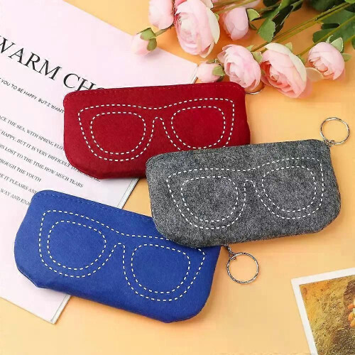 Étui à lunettes de lecture portable en feutre souple avec fermeture éclair 1