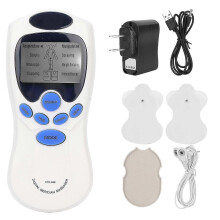 Tragbarer TENS-Muskelstimulator mit LCD-Display – 2 Pads, EMS-Gerät zur Schmerzlinderung (US-Stecker)