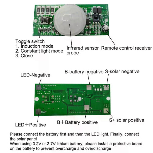 Fjärrkontroll Solar Circuit Board Människokroppen Induktion 32V/37V Street Lamp Controller Module 1