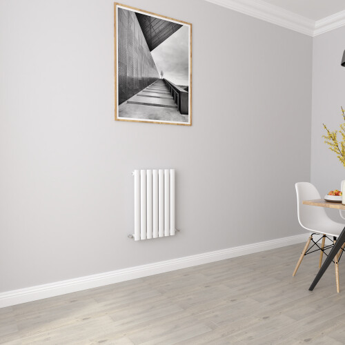 AICA (Single 600x413mm, White) Designer Oval Column Radiator Central Heating 2