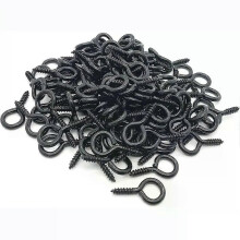 Schroefogen 1 inch metalen ooghaak verzinkt zelftappende schroefhaken ringoog schroeven zwart 50 stuks