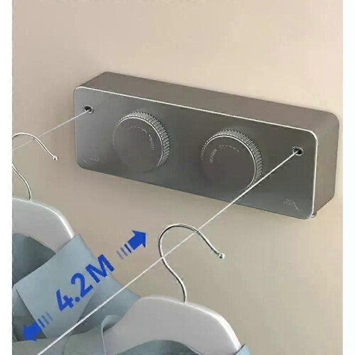 Retractable Double Lines Clothesline Laundry Extendable Wall Rope Rack Balcony Stainless Steel Pull-Out 1