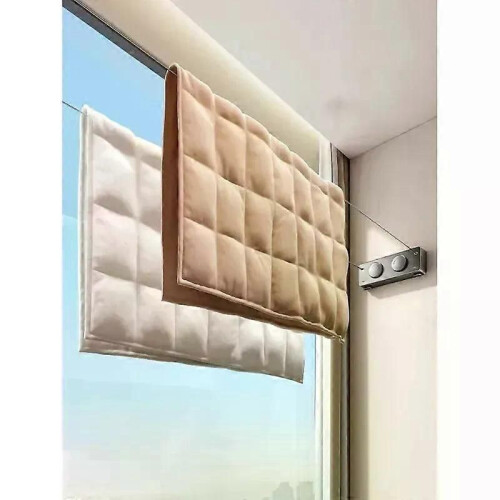 Retractable Double Lines Clothesline Laundry Extendable Wall Rope Rack Balcony Stainless Steel Pull-Out 2