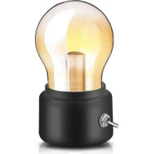 Lampe de chevet rétro rechargeable par USB, mini lampe de bureau à LED, noire